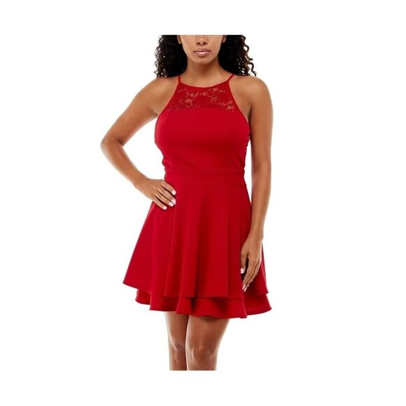EMERALD SUNDAE Red Lace Top Fit and Flare Dress NEW Size 1X - Picture 3 of 11